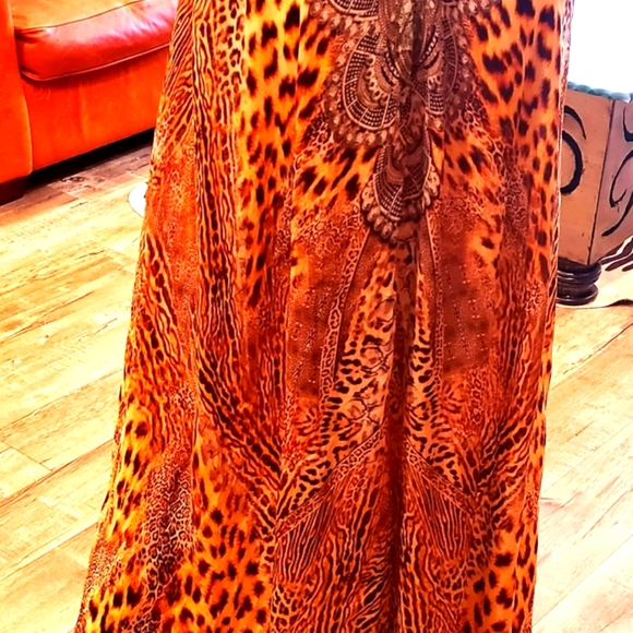 *LAST ONE***MANISH VAID- Silk Leopard Hi-Lo CRY.Emb. Dress-NWT - Picture 11 of 12